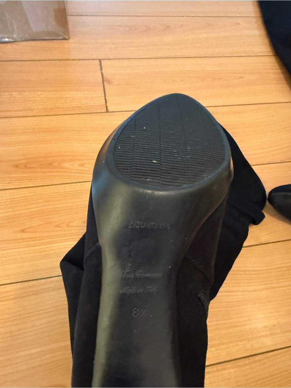 Aquatalia Black Over-The-Knee Suede Heel Boots - Picture 8 of 8